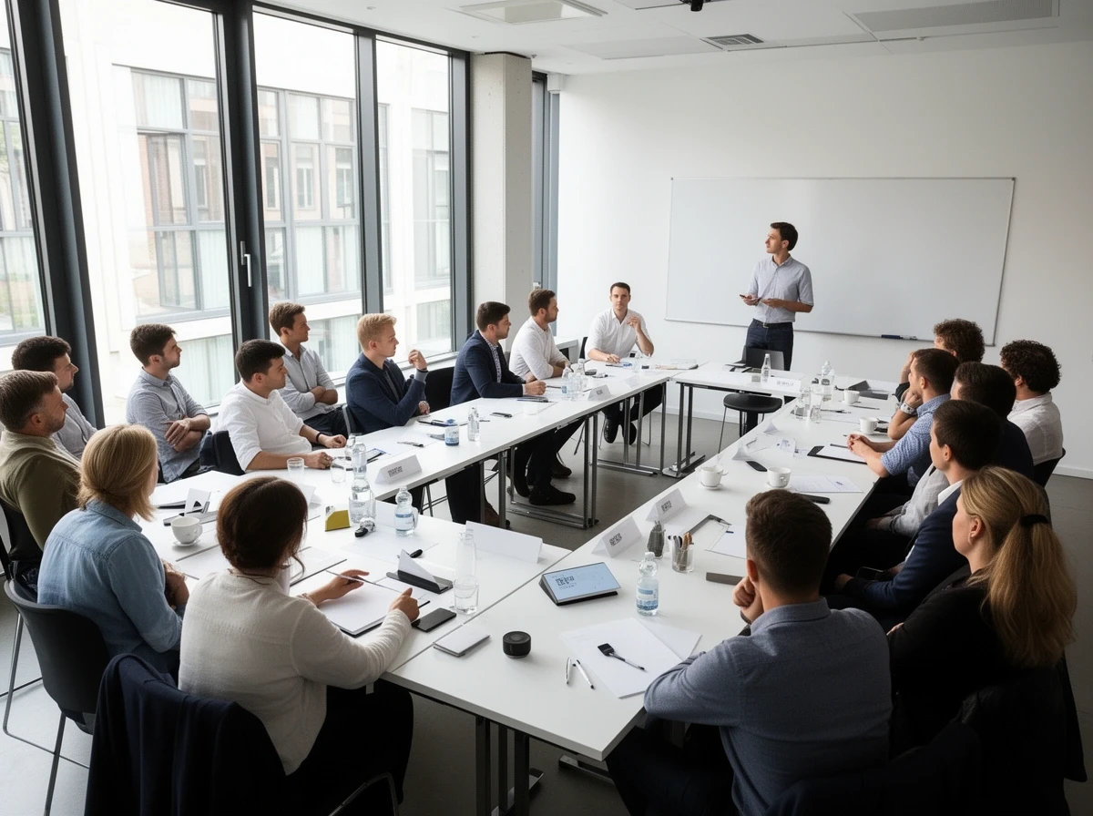 Moderner Trainingsraum mit Teilnehmern